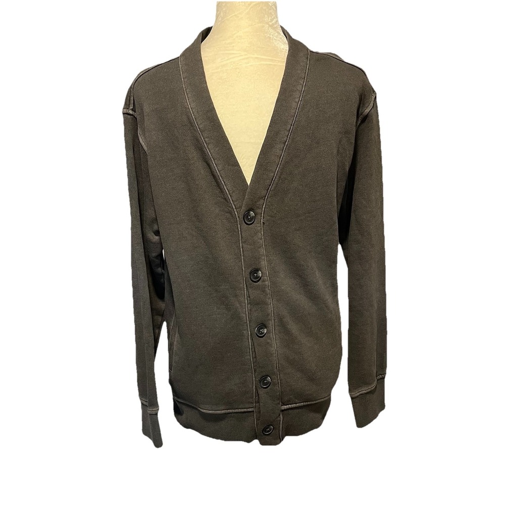 Goodfellow & Co V Neck Button Front Cardigan Sweater Preppy Charcoal Mens Size S